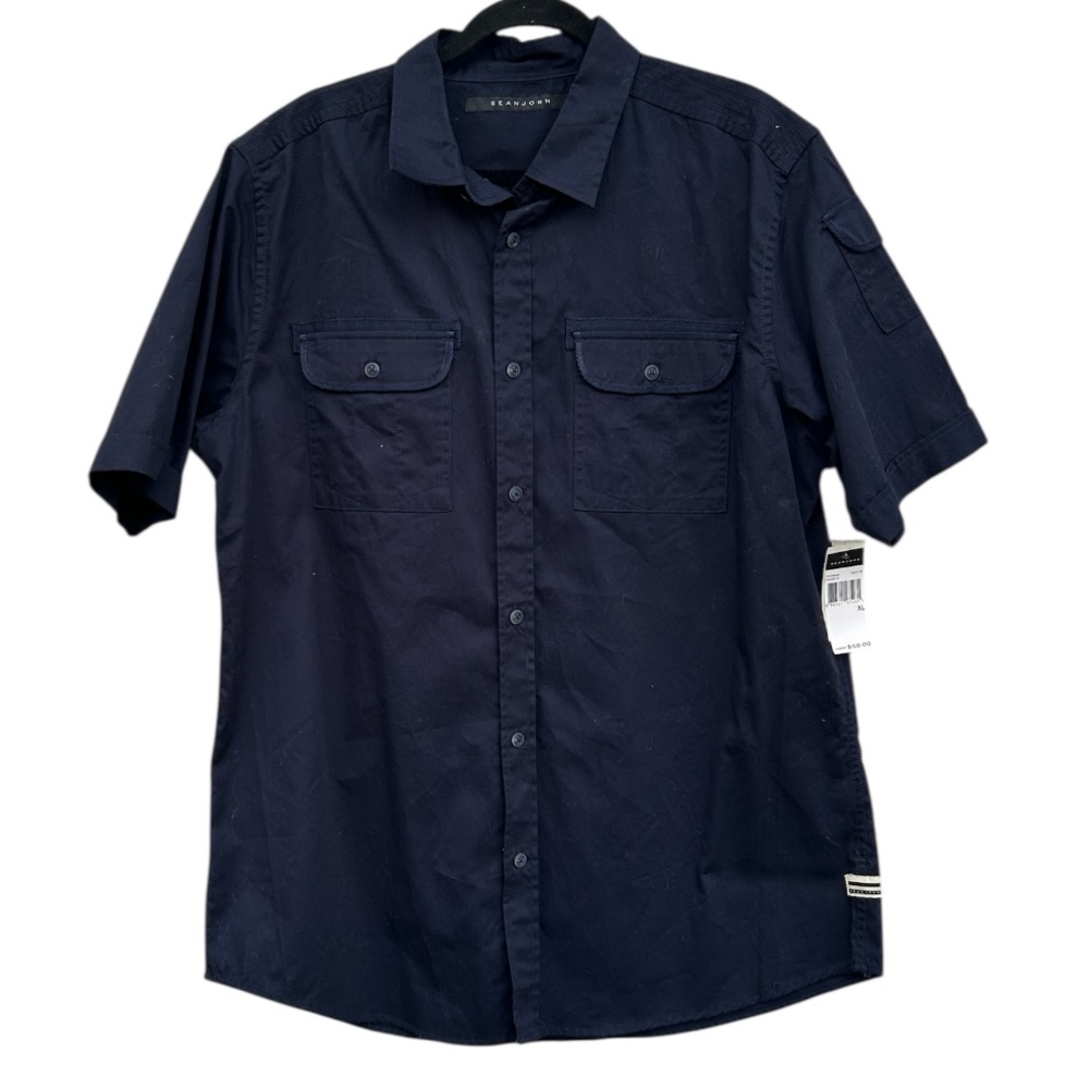Sean John navy cotton cargo short sleeve short XL NEW